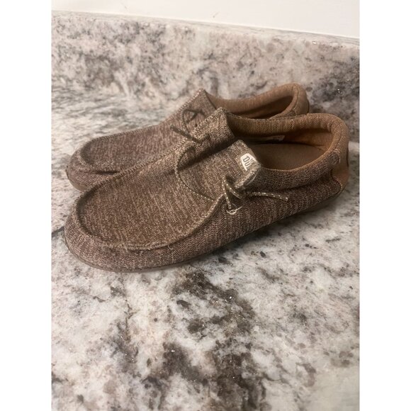 Hey Dudes Kids Wally Sport Knit Walnut  Loafers Sz 6 Youth - Picture 1 of 8